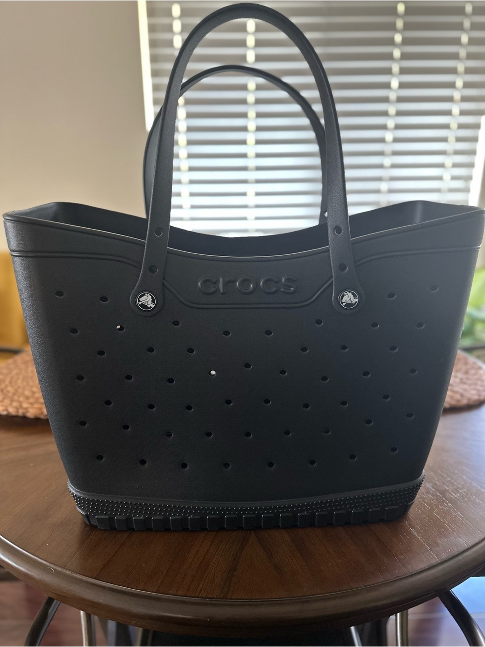 CROCS Black Perforated Large Tote Bag. 16.25 H X 21 W